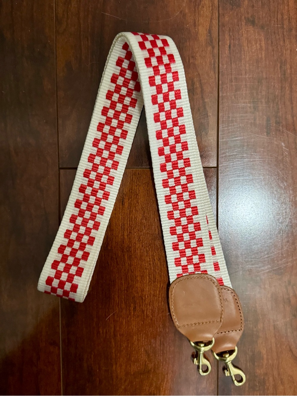 Clare V - Red and White Checkered Bag Strap - Non Adjustable